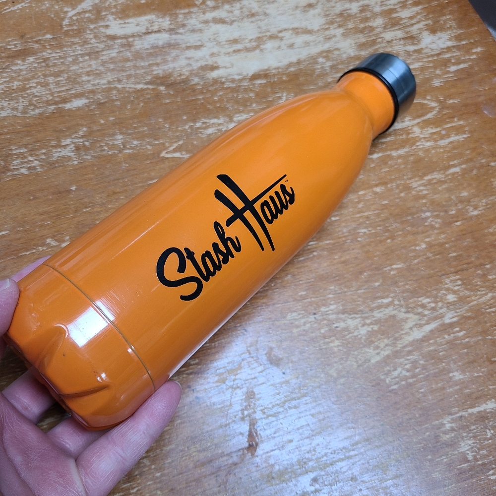 Rare Stash Haus Merch Orange Water Bottle
